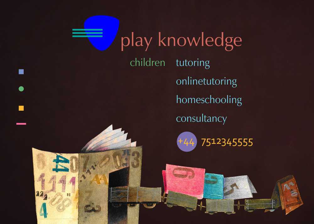 brown background with books in different colors and title play knowledge