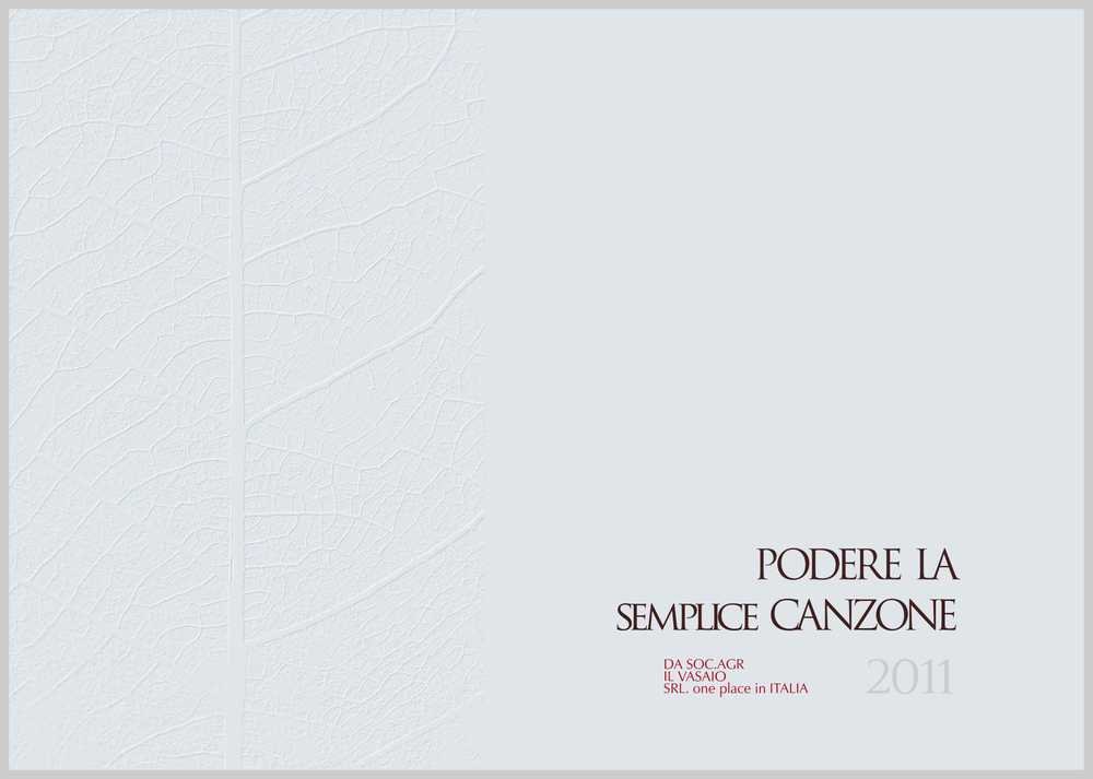 gray background with leaf veins and brown title podere la semplice canzone